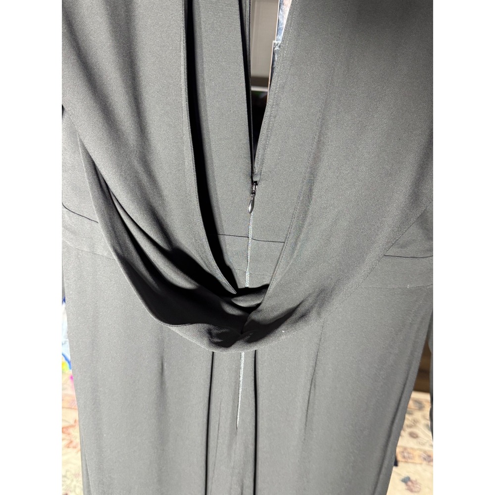 Michelle Mason Black Plunge Open Back Draped Jumpsuit Sz 4 Luxury Designer Rare - Picture 6 of 8